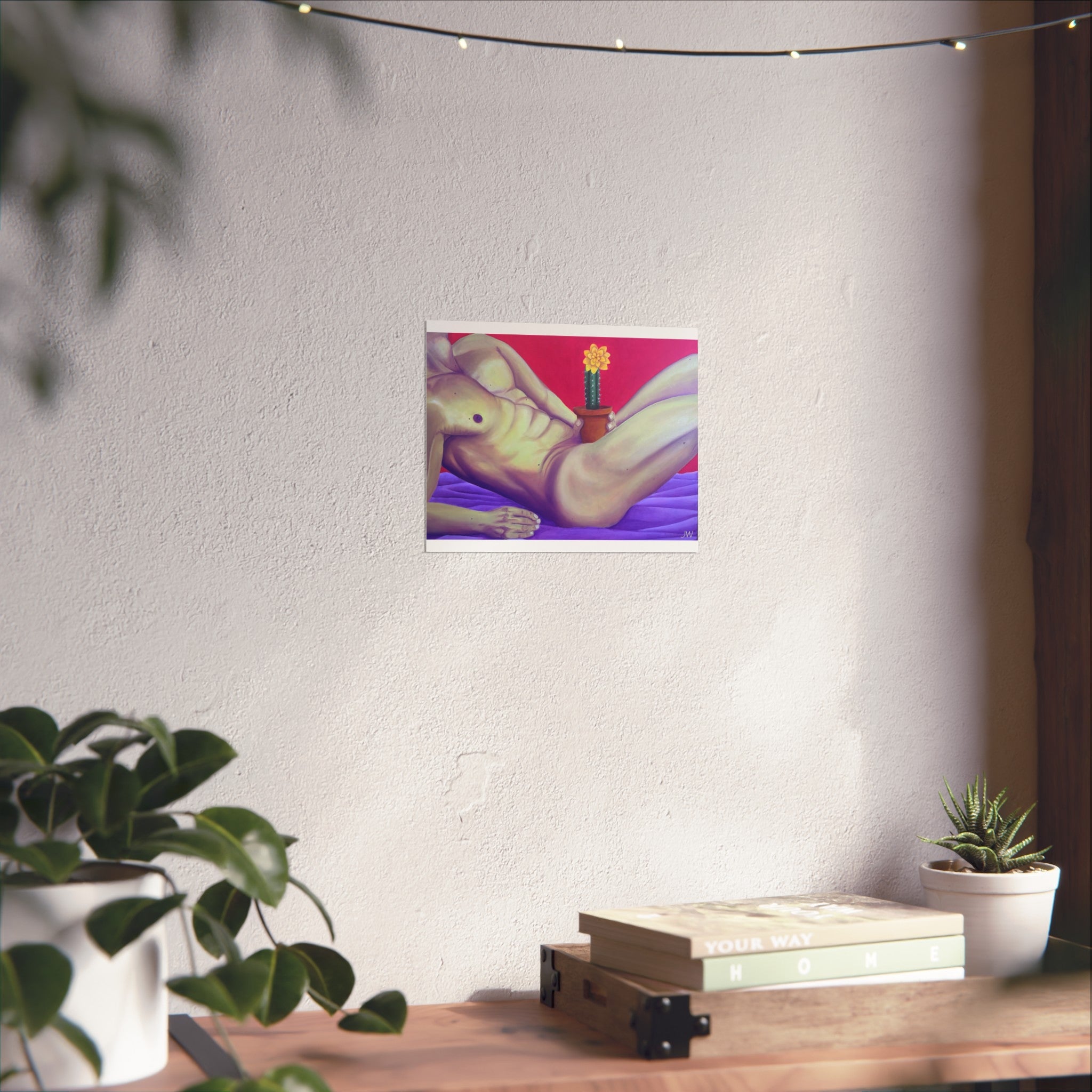 Fine Art Poster — Surreal Nude with Blooming Cactus