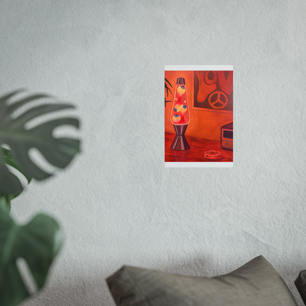 Retro Lava Lamp Fine Art Poster – 70s Peace Sign Room Decor