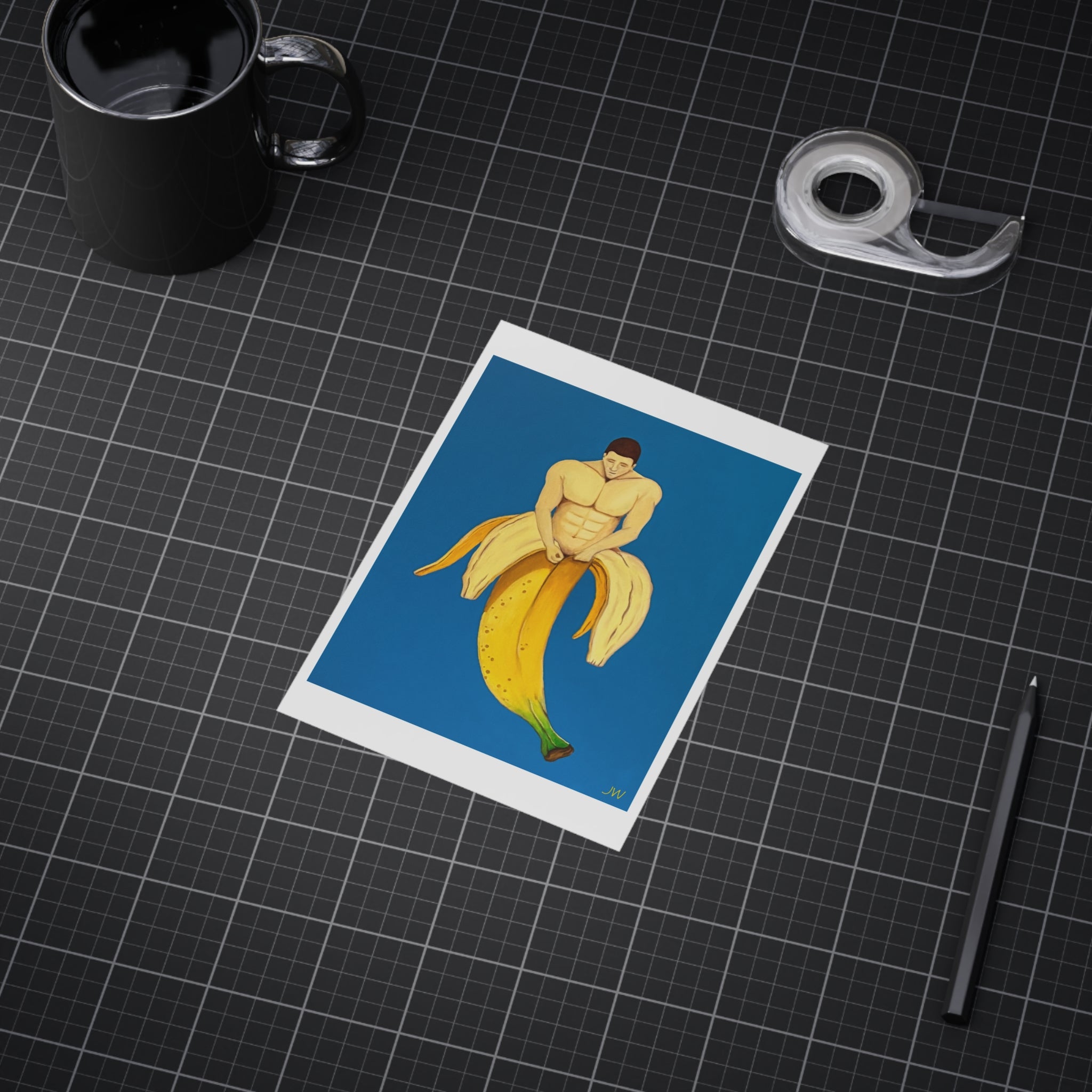 Banana Man Art Print — Bold Pop Surreal Poster