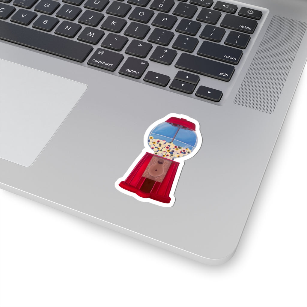 Gumball Machine Kiss-Cut Sticker — Retro Red Candy Machine Sticker for Laptops, Water Bottles & Notebooks