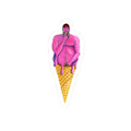 Surreal Pink Melt Ice Cream Cone Sticker — Kiss-Cut Vinyl Decal