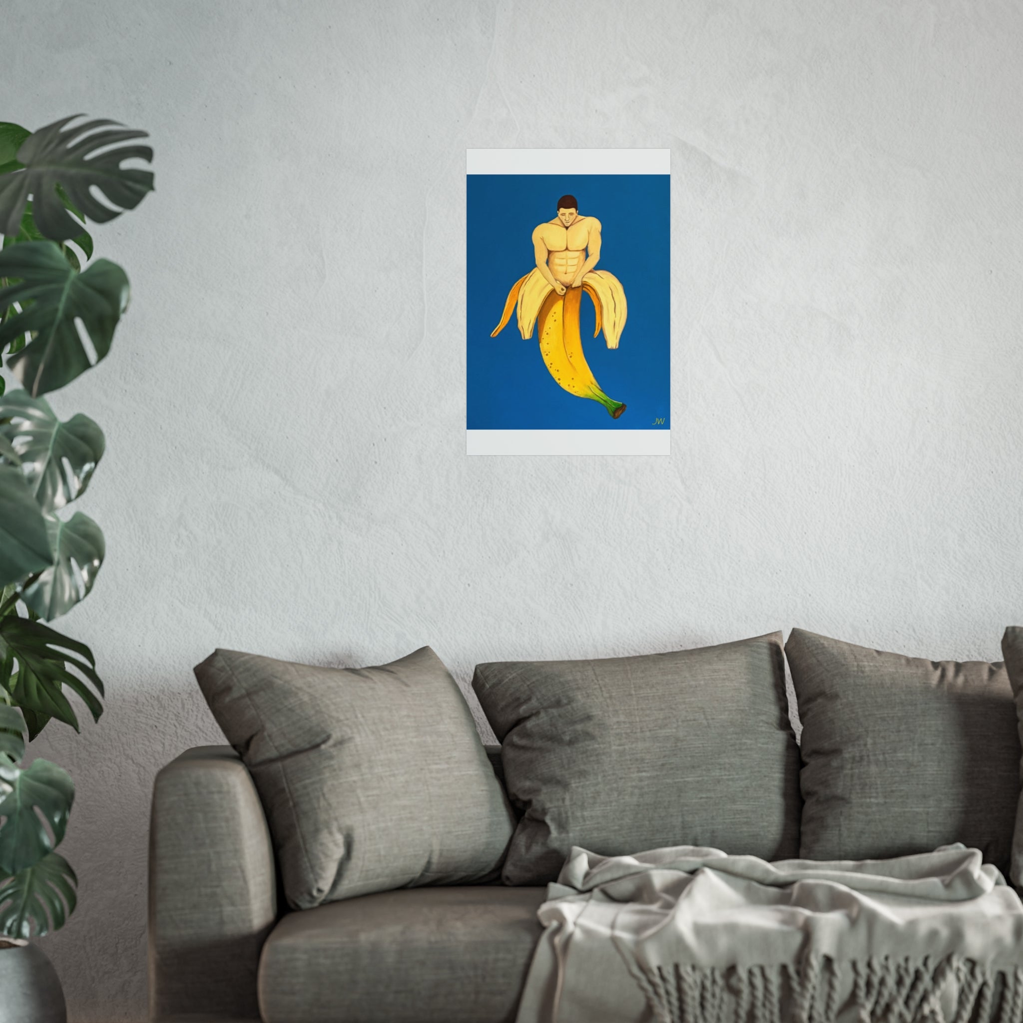 Surreal Banana Muscle Man Fine Art Poster — Pop-Surrealism Wall Art