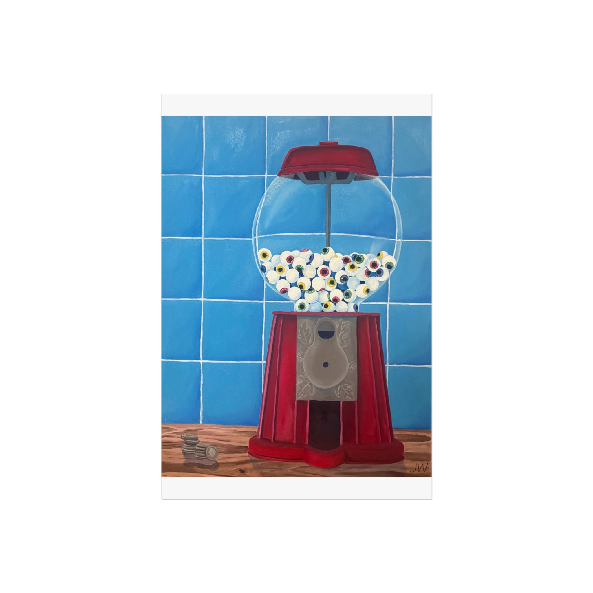 Retro Gumball Machine Fine Art Poster — Colorful Pop Art Wall Print