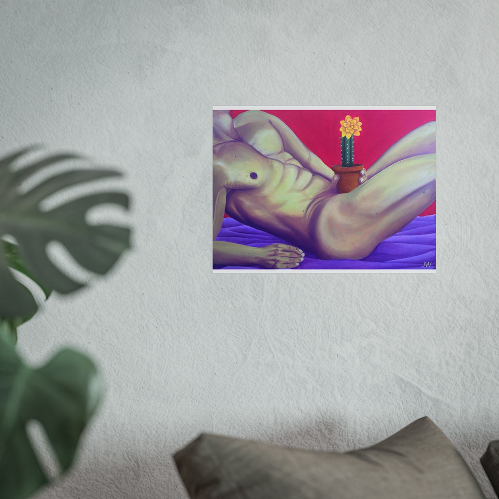 Fine Art Poster — Surreal Nude with Blooming Cactus