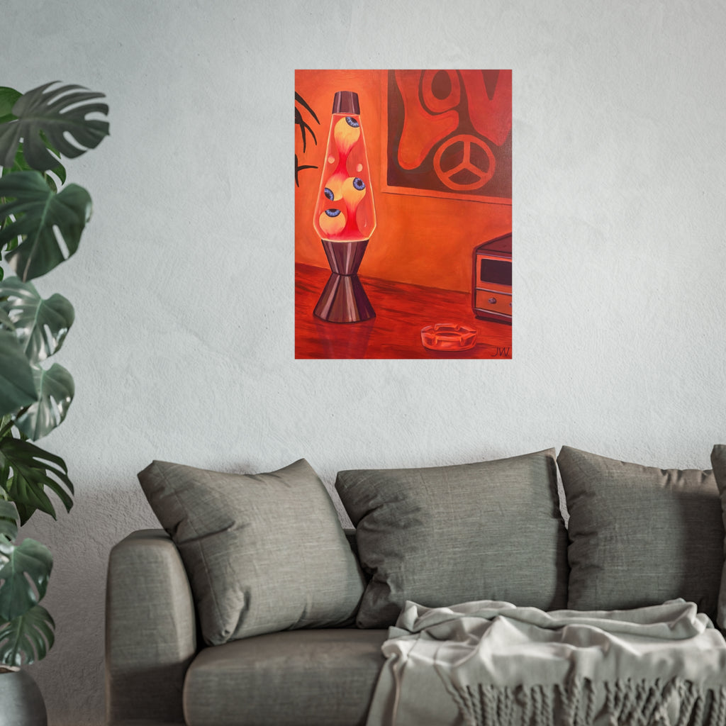 Retro Lava Lamp Fine Art Poster – 70s Peace Sign Room Decor