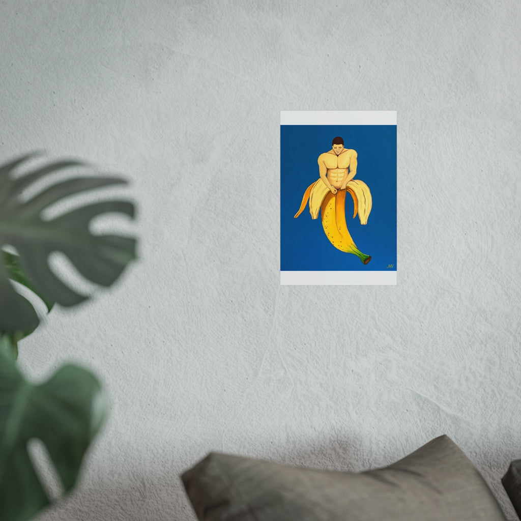Surreal Banana Muscle Man Fine Art Poster — Pop-Surrealism Wall Art