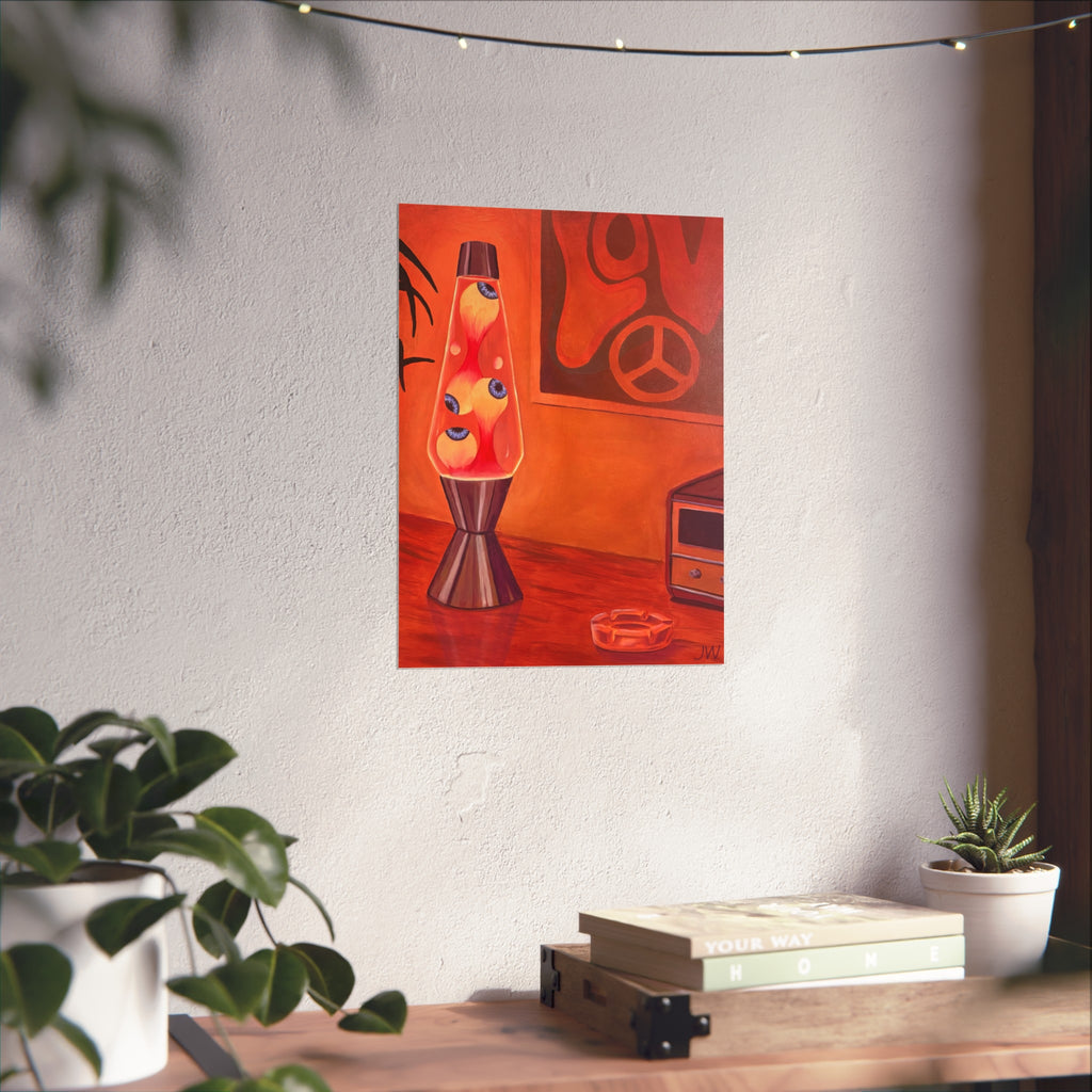 Retro Lava Lamp Fine Art Poster – 70s Peace Sign Room Decor