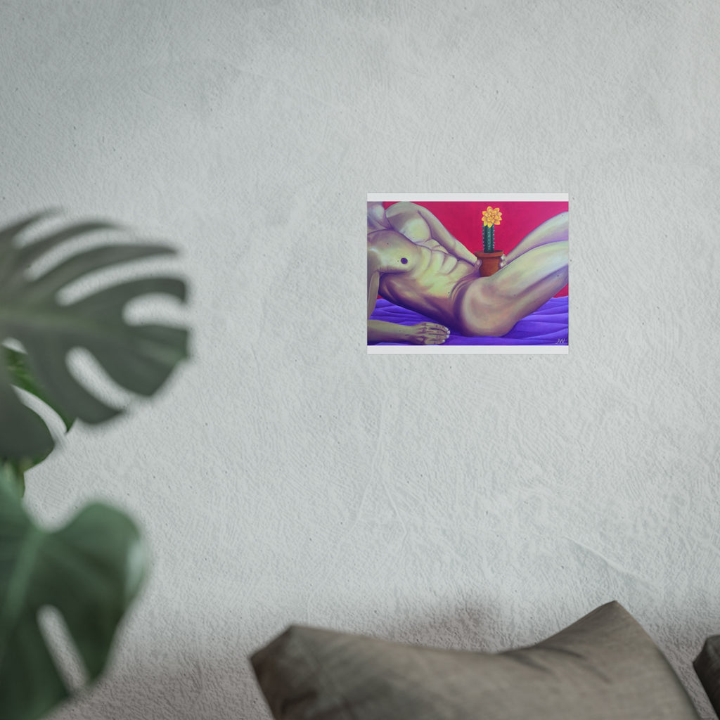 Fine Art Poster — Surreal Nude with Blooming Cactus