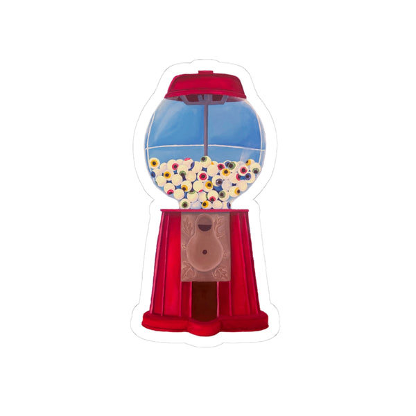 Gumball Machine Kiss-Cut Sticker — Retro Red Candy Machine Sticker for Laptops, Water Bottles & Notebooks