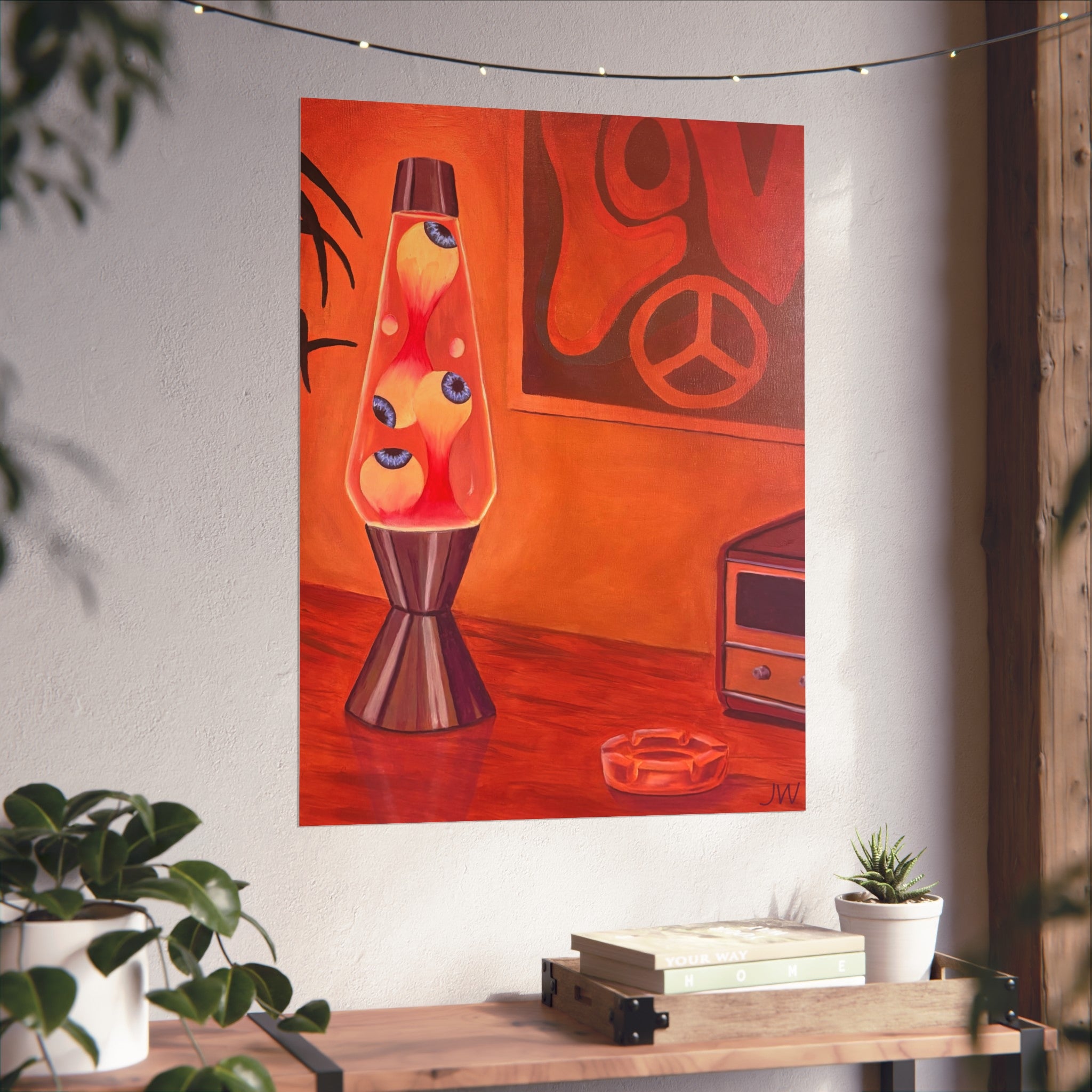 Retro Lava Lamp Fine Art Poster – 70s Peace Sign Room Decor