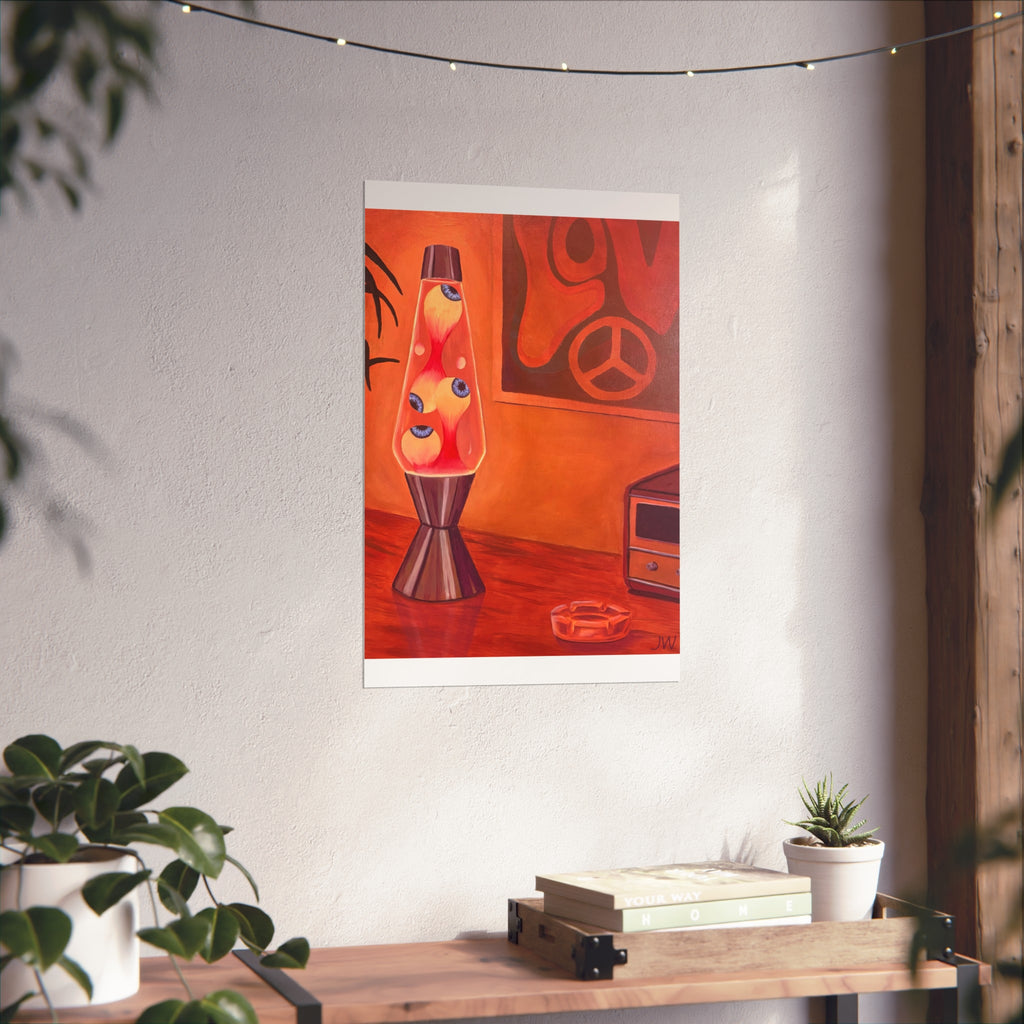 Retro Lava Lamp Fine Art Poster – 70s Peace Sign Room Decor