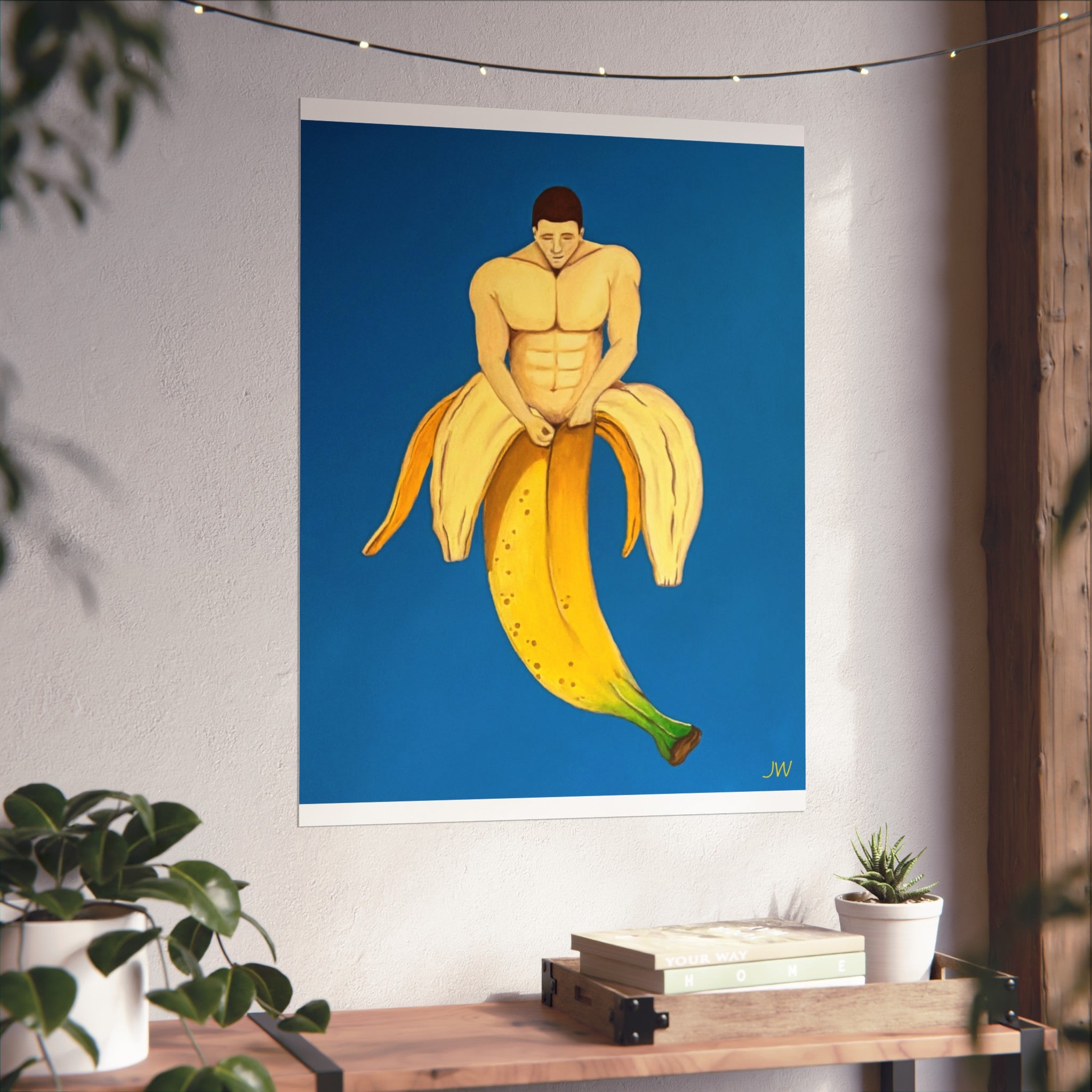 Surreal Banana Muscle Man Fine Art Poster — Pop-Surrealism Wall Art