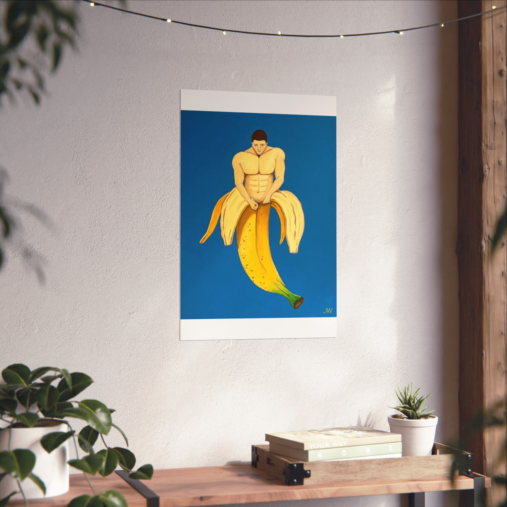 Surreal Banana Muscle Man Fine Art Poster — Pop-Surrealism Wall Art