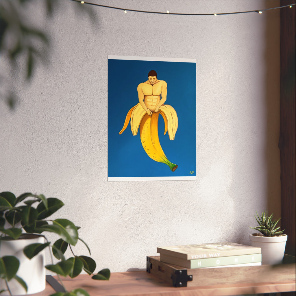 Surreal Banana Muscle Man Fine Art Poster — Pop-Surrealism Wall Art