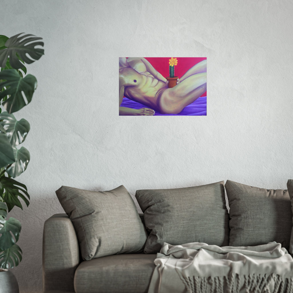 Fine Art Poster — Surreal Nude with Blooming Cactus