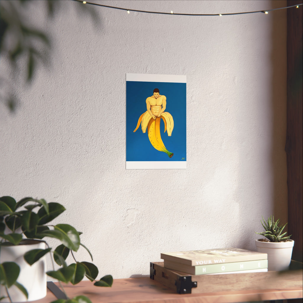 Surreal Banana Muscle Man Fine Art Poster — Pop-Surrealism Wall Art