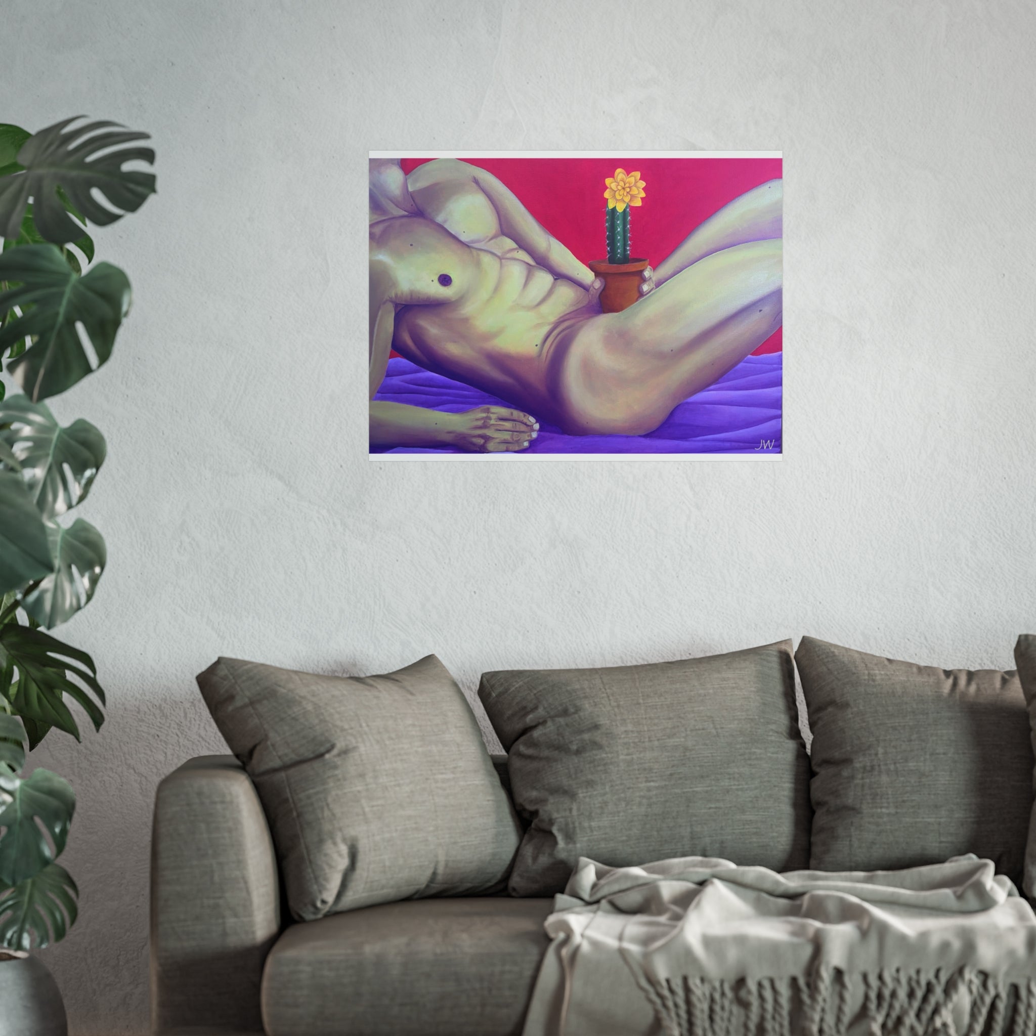 Fine Art Poster — Surreal Nude with Blooming Cactus