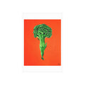 Broccoli Ballerina Art Print — Whimsical Vegetable Illustration on Orange Background