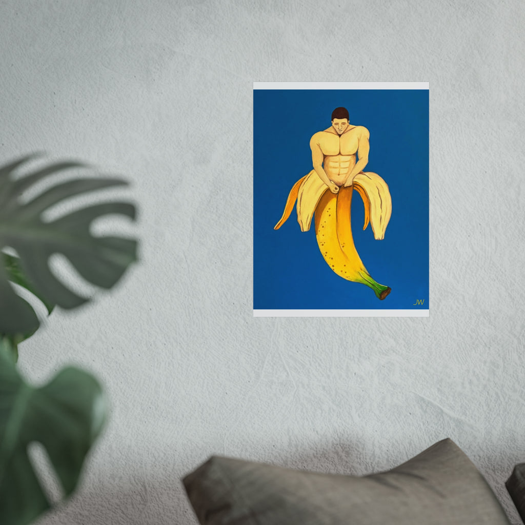 Surreal Banana Muscle Man Fine Art Poster — Pop-Surrealism Wall Art