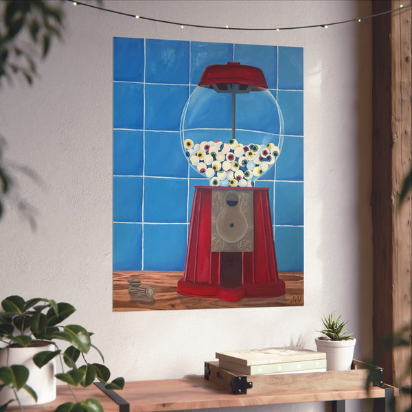 Retro Gumball Machine Fine Art Poster — Colorful Pop Art Wall Print