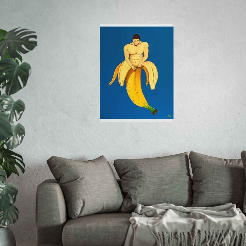 Surreal Banana Muscle Man Fine Art Poster — Pop-Surrealism Wall Art